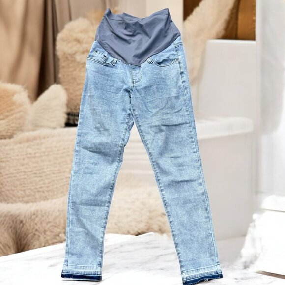 Women's Maternity Jeans Size Small Over Belly Skinny Stretchy Denim Pants Comfy - Picture 4 of 14